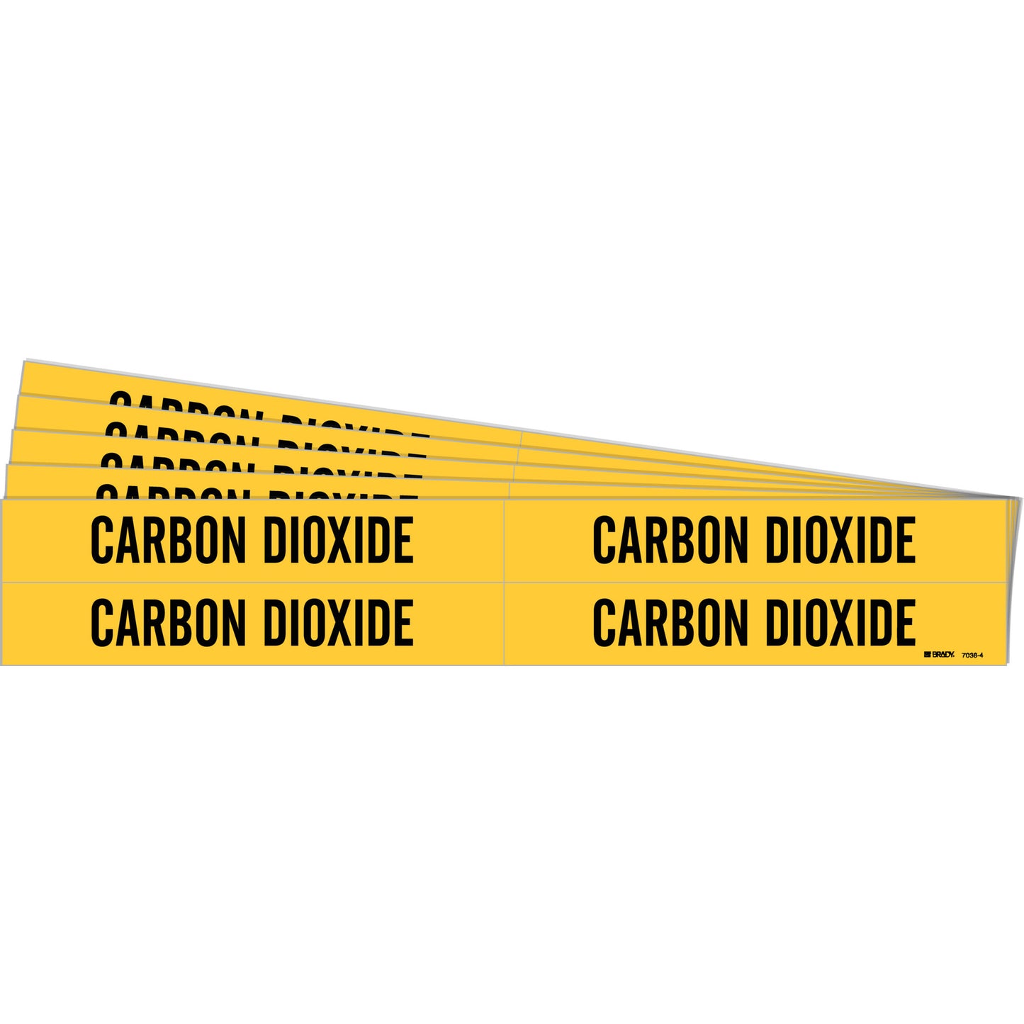 Brady "Carbon Dioxide" Pipe Markers, Self-Adhesive, 1-1/8" H x 7" W, Black on Yellow