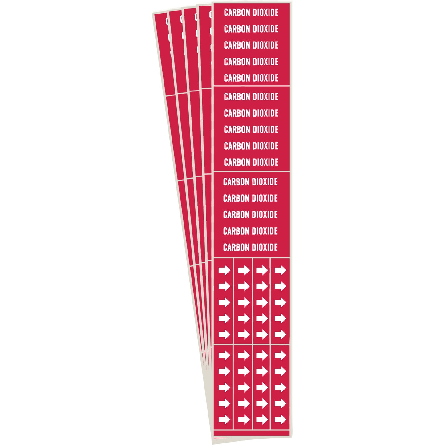 Brady "Carbon Dioxide" Pipe Marker, Self-Adhesive, 2-1/4" H x 2-3/4" W, White on Red