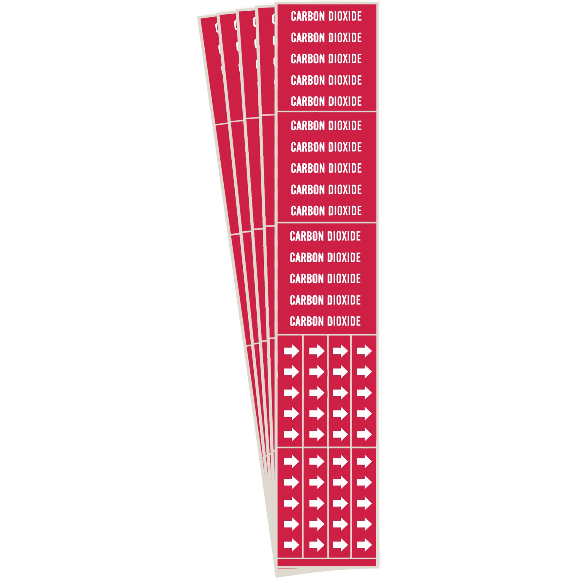 Brady "Carbon Dioxide" Pipe Marker, Self-Adhesive, 2-1/4" H x 2-3/4" W, White on Red