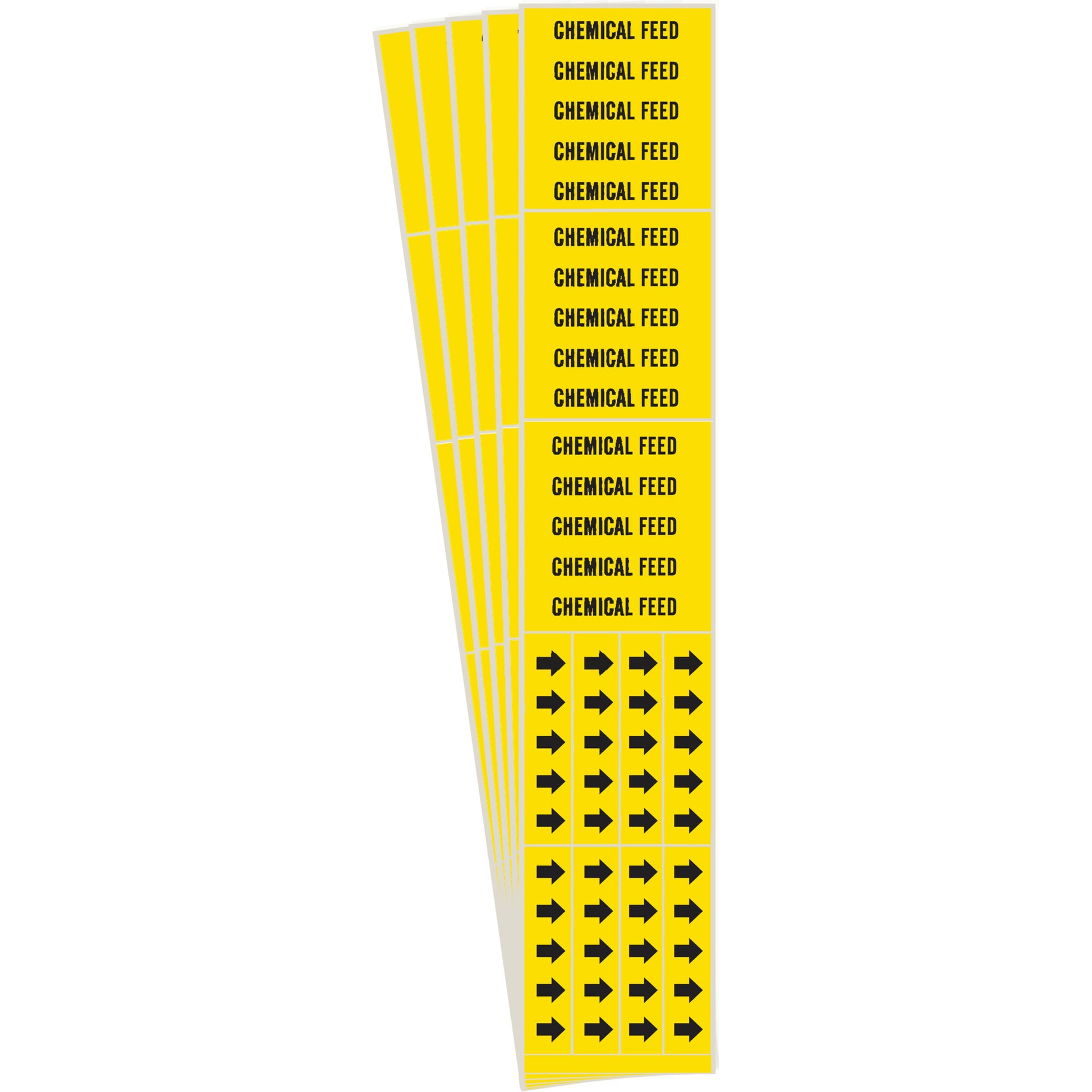 Brady "Chemical Feed" Pipe Marker, Self-Adhesive, 2-1/4" H x 2-3/4" W, Black on Yellow