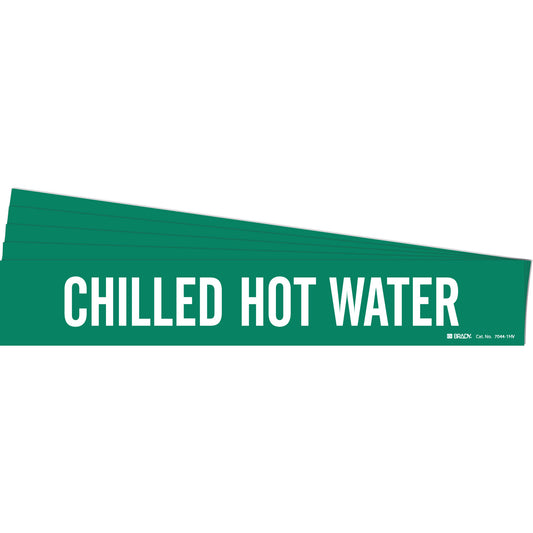 Brady "Chilled Hot Water" Pipe Marker, Self-Adhesive, 4" H x 24" W, Black on Yellow