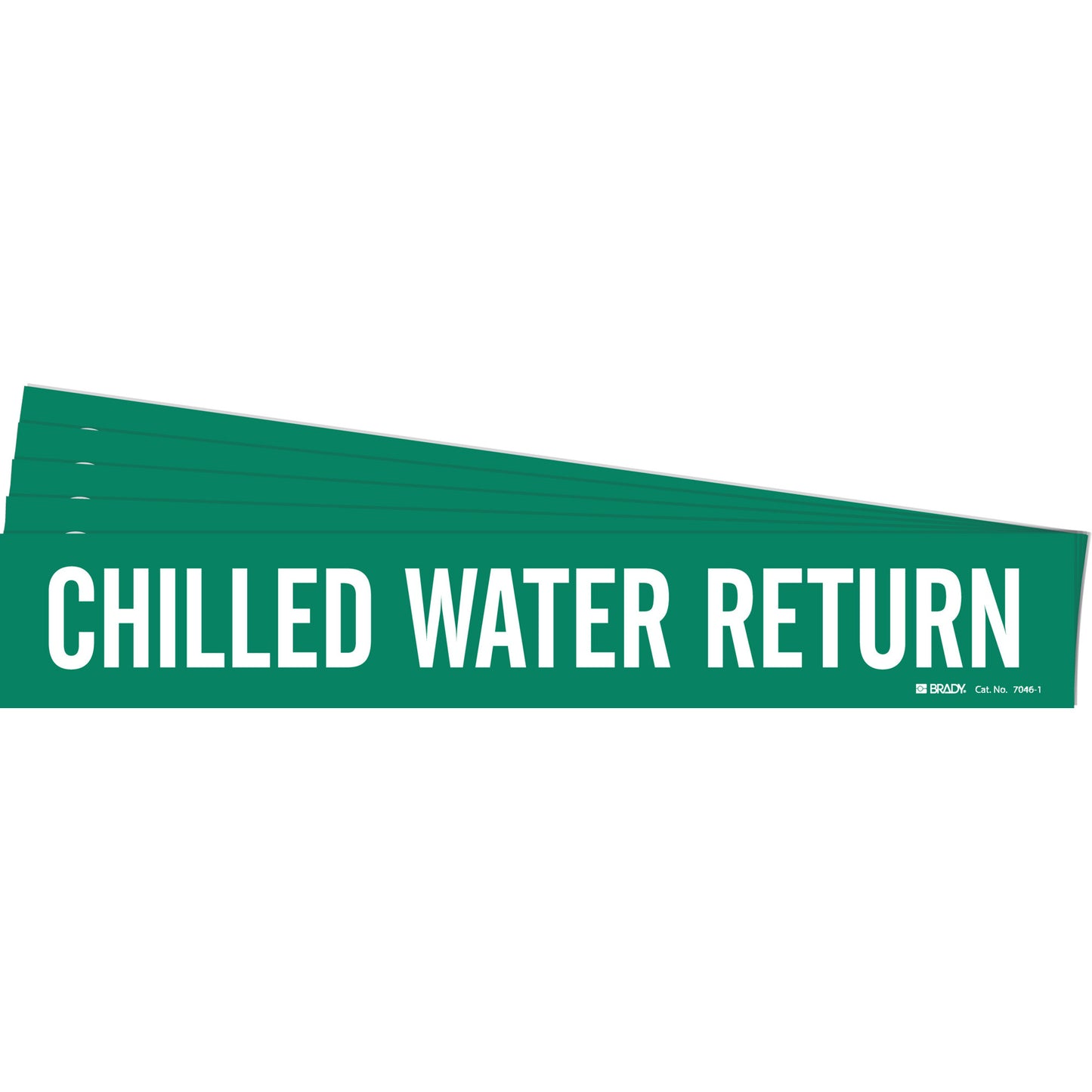 Brady "Chilled Water Return" Pipe Marker, Self-Adhesive, 2-1/4" H x 14" W, White on Green