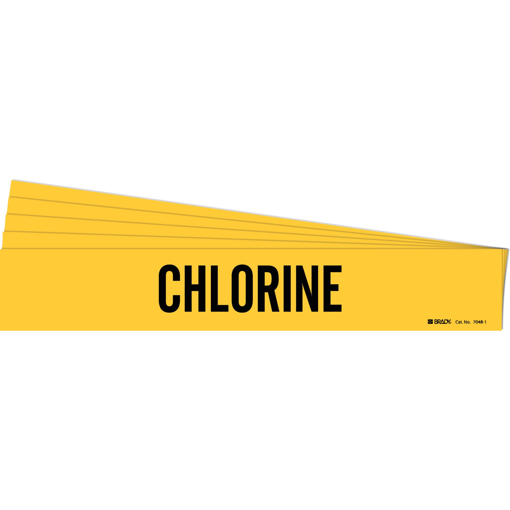 Brady "Chlorine" Pipe Marker, Self-Adhesive, 2-1/4" H x 14" W, Black on Yellow