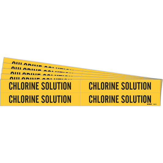 Brady "Chlorine Solution" Pipe Markers, Self-Adhesive, 1-1/8" H x 7" W, Black on Yellow
