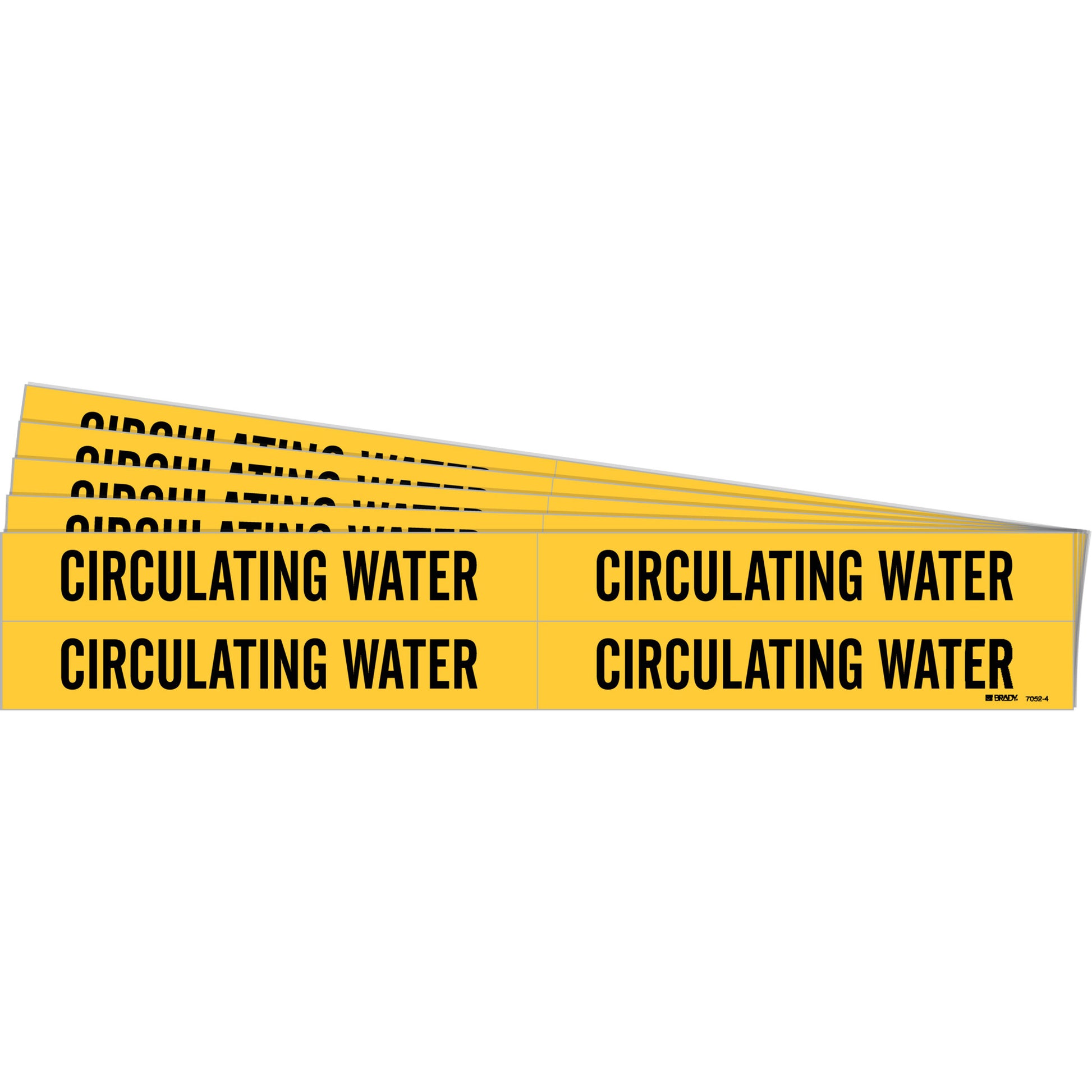 Brady "Circulating Water" Pipe Markers, Self-Adhesive, 1-1/8" H x 7" W, Black on Yellow