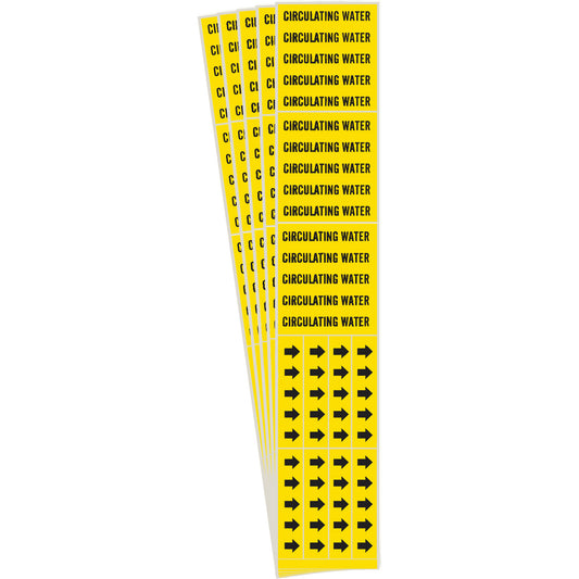Brady "Circulating Water" Pipe Marker, Self-Adhesive, 2-1/4" H x 2-3/4" W, Black on Yellow