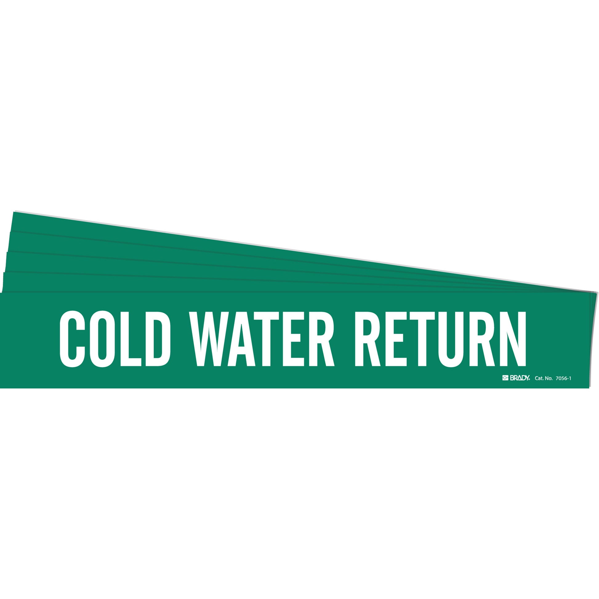 Brady "Cold Water Return" Pipe Marker, Self-Adhesive, 2-1/4" H x 14" W, White on Green