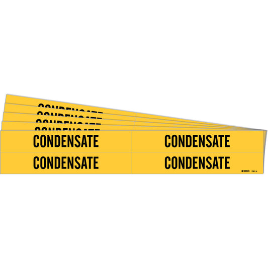 Brady "Condensate" Pipe Markers, Self-Adhesive, 1-1/8" H x 7" W, Black on Yellow
