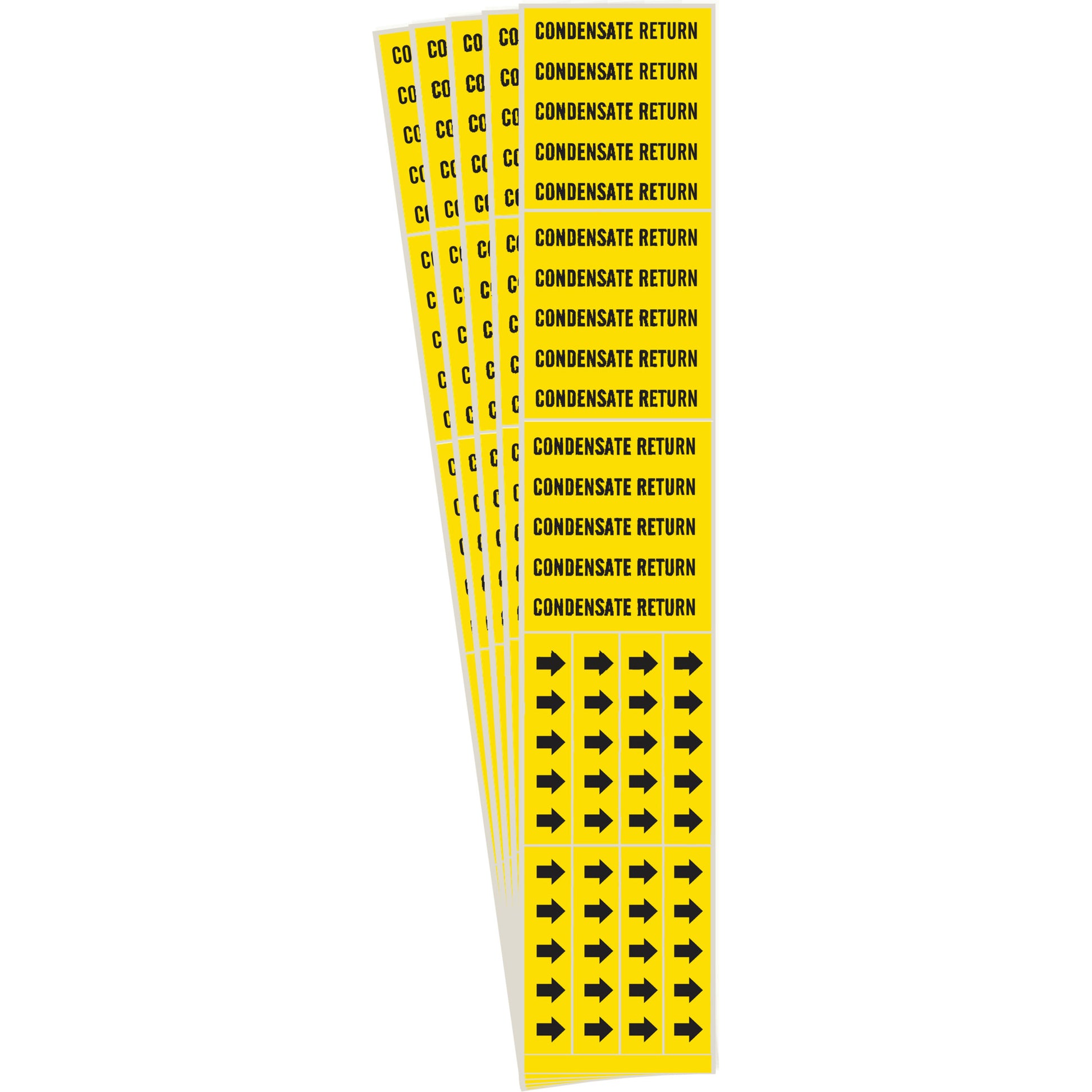 Brady "Condensate Return" Pipe Markers, Self-Adhesive, 2-1/4" H x 2-3/4" W, Black on Yellow