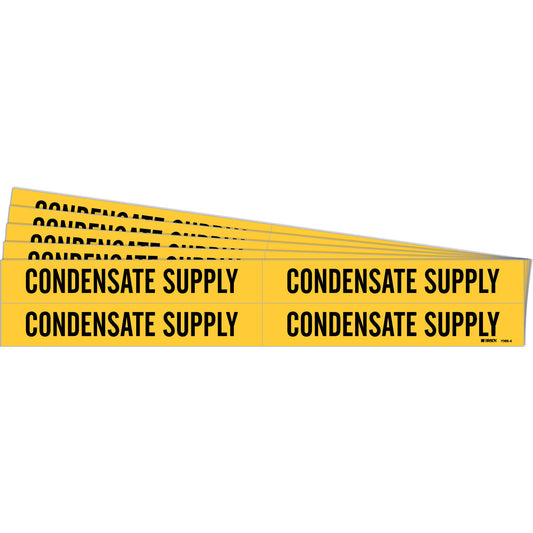 Brady "Condensate Supply" Pipe Marker, Self-Adhesive, 1-1/8" H x 7" W, Black on Yellow