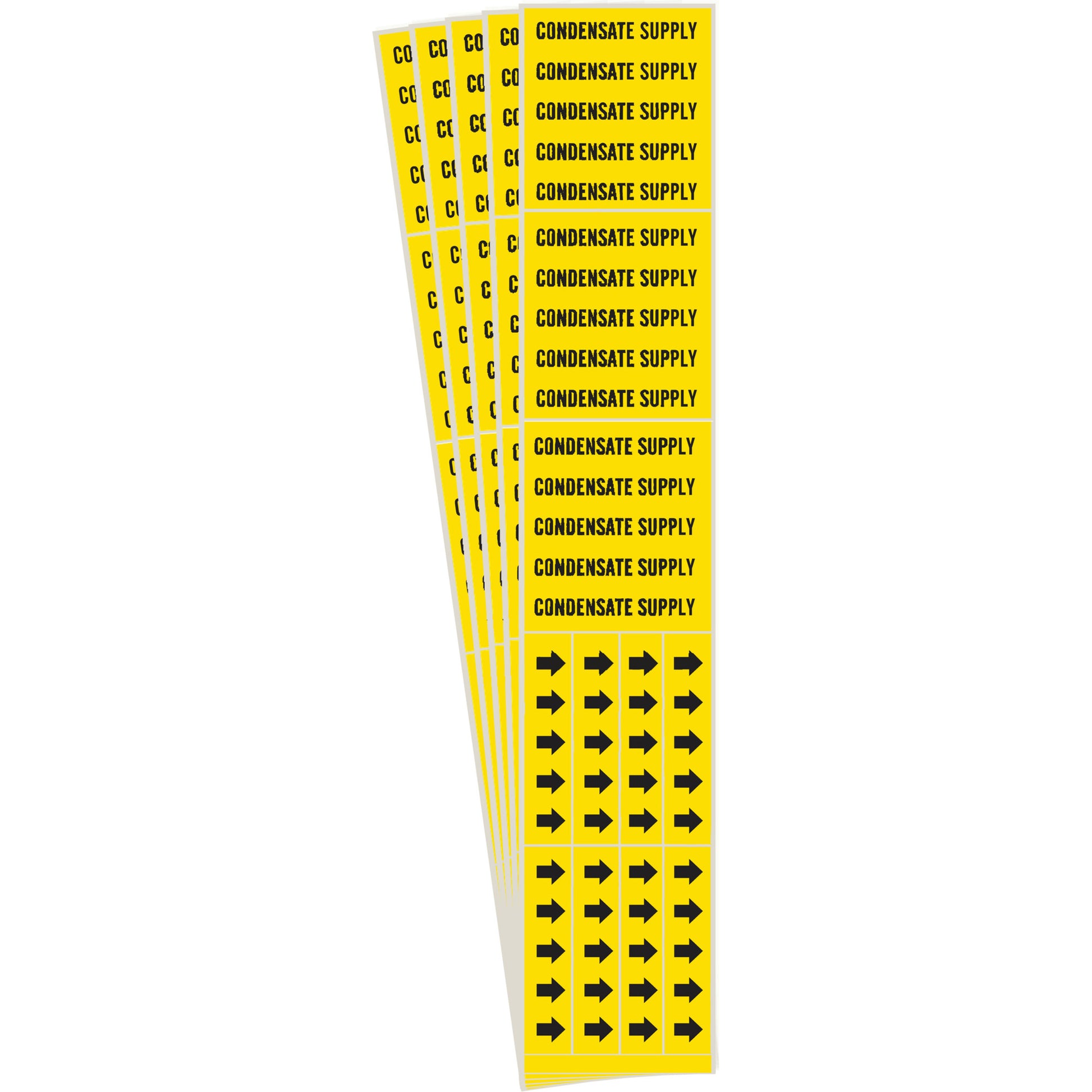 Brady "Condensate Supply" Pipe Markers, Self-Adhesive, 2-1/4" H x 2-3/4" W, Black on Yellow