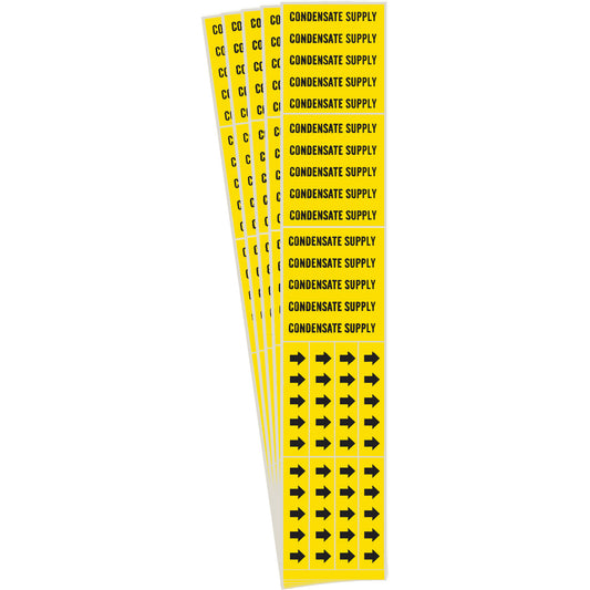 Brady "Condensate Supply" Pipe Markers, Self-Adhesive, 2-1/4" H x 2-3/4" W, Black on Yellow