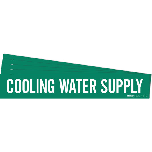 Brady "Cooling Water Supply" Pipe Marker, Self-Adhesive, 4" H x 24" W, White on Green