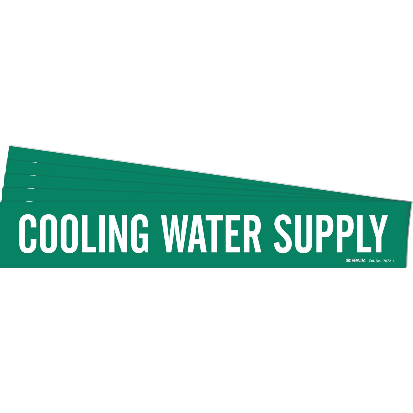 Brady "Cooling Water Supply" Pipe Marker, Self-Adhesive, 2-1/4" H x 14" W, White on Green