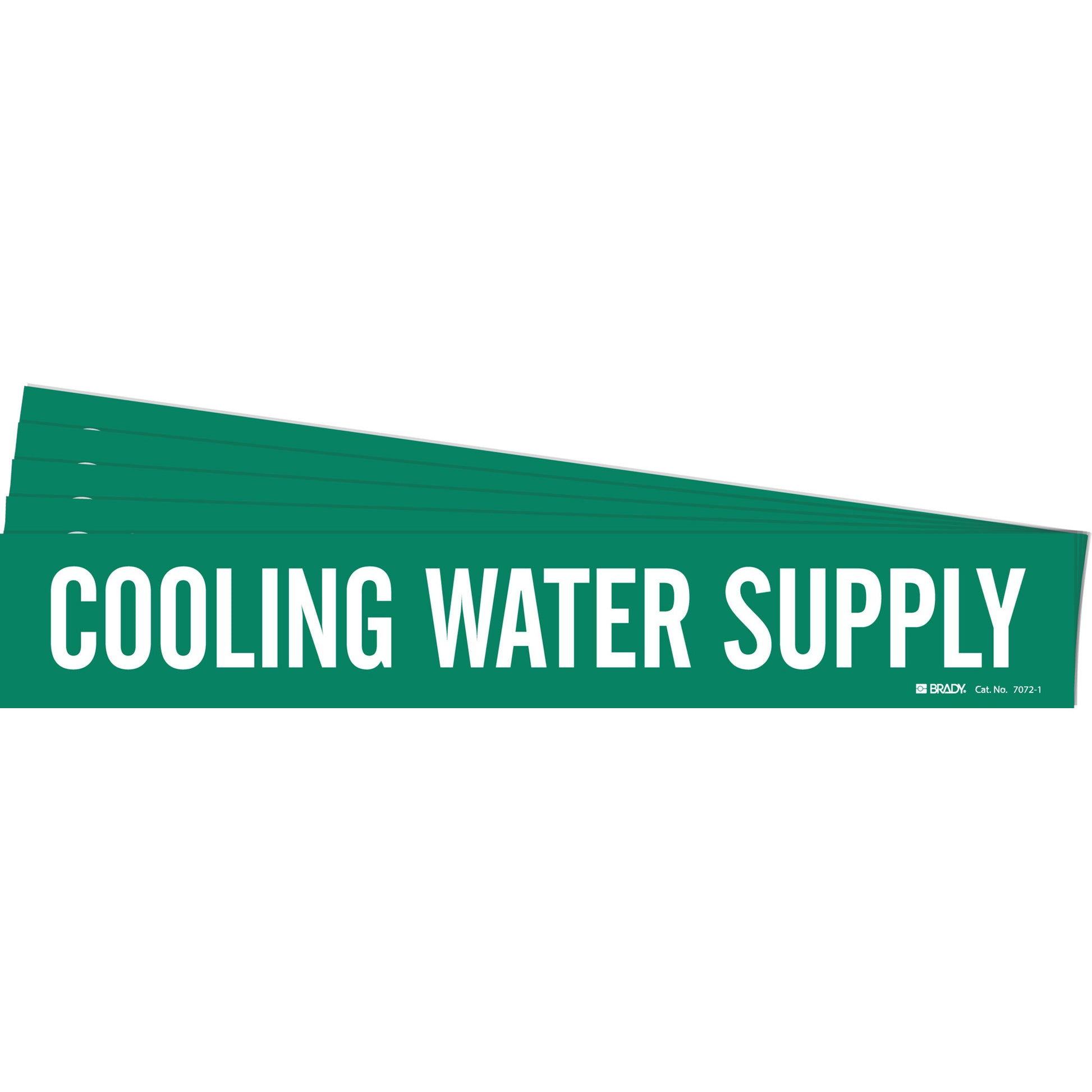Brady "Cooling Water Supply" Pipe Marker, Self-Adhesive, 2-1/4" H x 14" W, White on Green