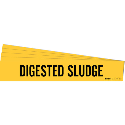 Brady "Digested Sludge" Pipe Marker, Self-Adhesive, 4" H x 24" W, Black on Yellow