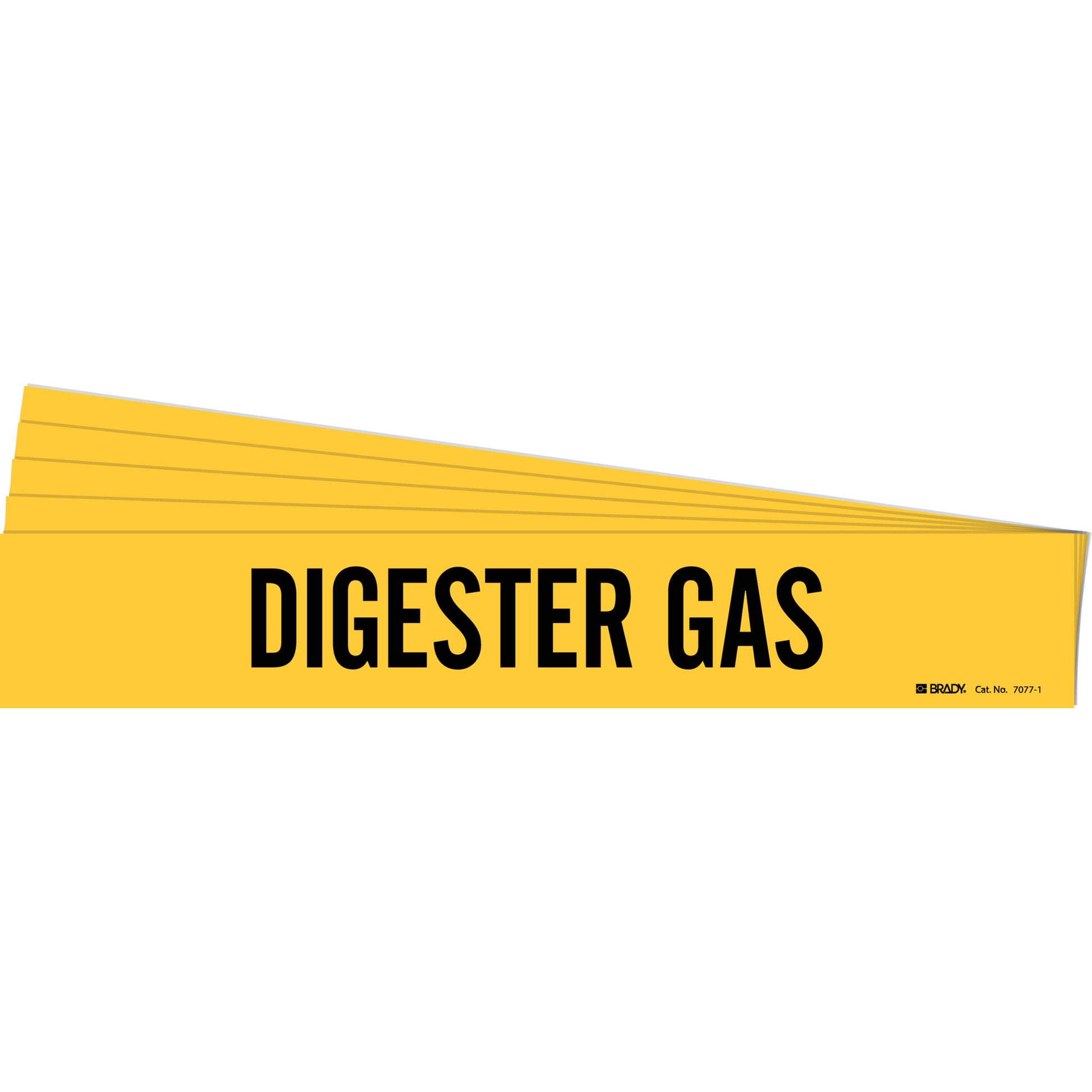 Brady "Digester Gas" Pipe Marker, Self-Adhesive, 2-1/4" H x 14" W, Black on Yellow