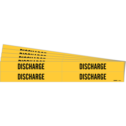 Brady "Discharge" Pipe Markers, Self-Adhesive, 1-1/8" H x 7" W, Black on Yellow