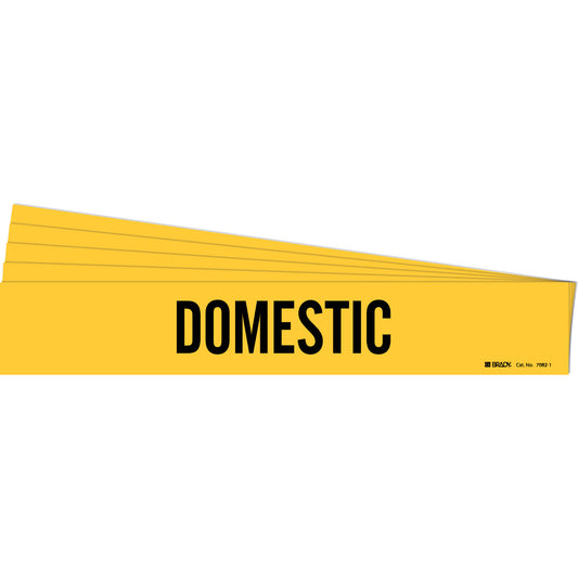 Brady "Domestic" Pipe Marker, Self-Adhesive, 2-1/4" H x 14" W, Black on Yellow