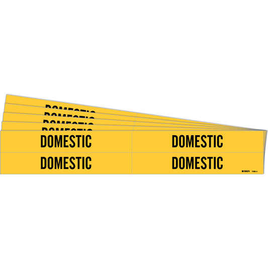 Brady "Domestic" Pipe Markers, Self-Adhesive, 1-1/8" H x 7" W, Black on Yellow