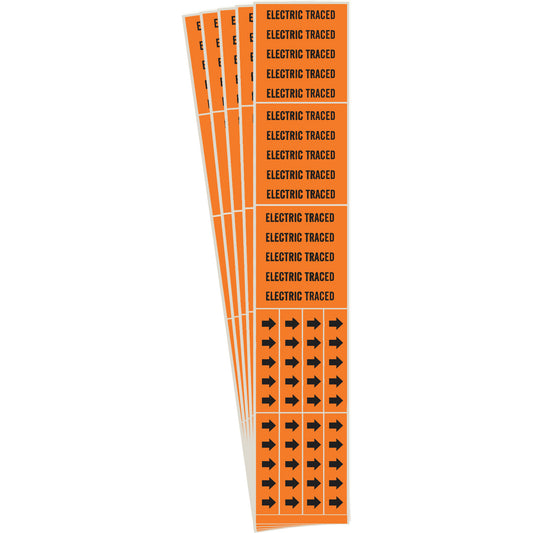 Brady "Electric Traced" Pipe Markers, Self-Adhesive, 2-1/4" H x 2-3/4" W, Black on Orange