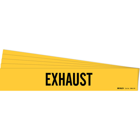 Brady "Exhaust" Pipe Marker, Self-Adhesive, 4" H x 24" W, Black on Yellow