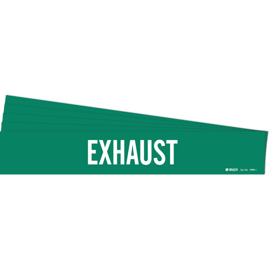 Brady "Exhaust" Pipe Marker, Self-Adhesive, 2-1/4" H x 14" W, White on Green