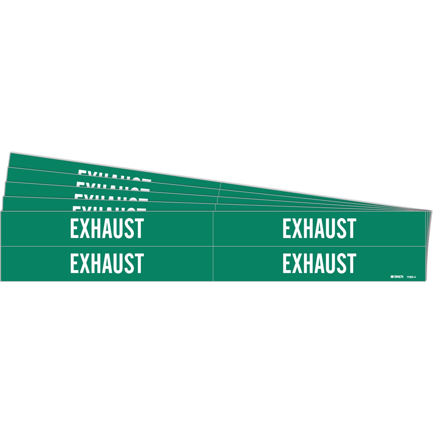 Brady "Exhaust" Pipe Markers, Self-Adhesive, 1-1/8" H x 7" W, White on Green