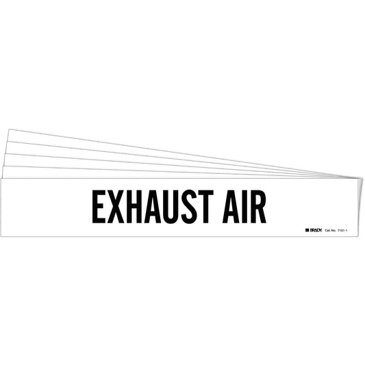 Brady "Exhaust Air" Pipe Marker, Self-Adhesive, 2-1/4" H x 14" W, Black on White