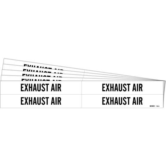 Brady "Exhaust Air" Pipe Markers, Self-Adhesive, 1-1/8" H x 7" W, Black on White