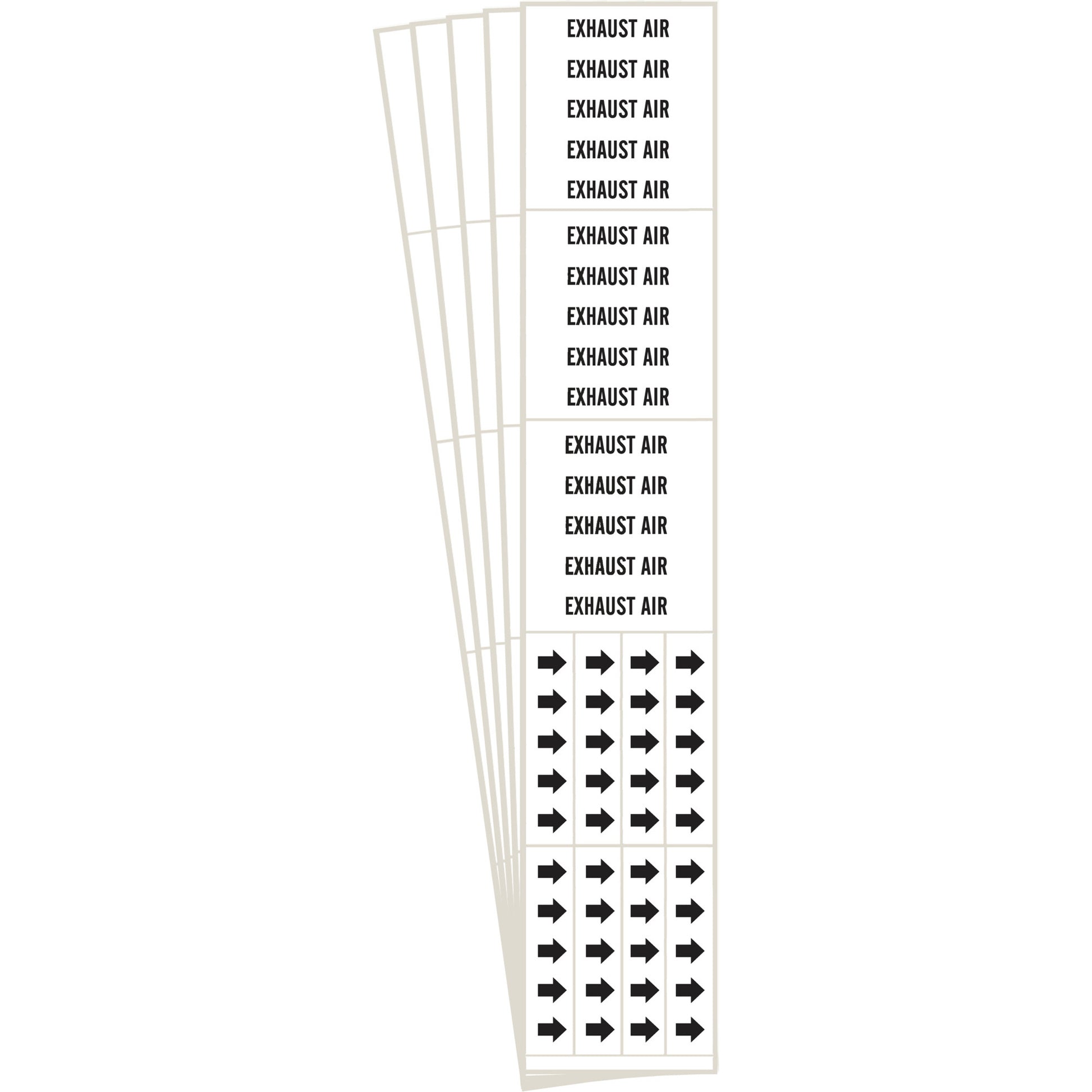 Brady "Exhaust Air" Pipe Markers, Self-Adhesive, 2-1/4" H x 2-3/4" W, Black on White