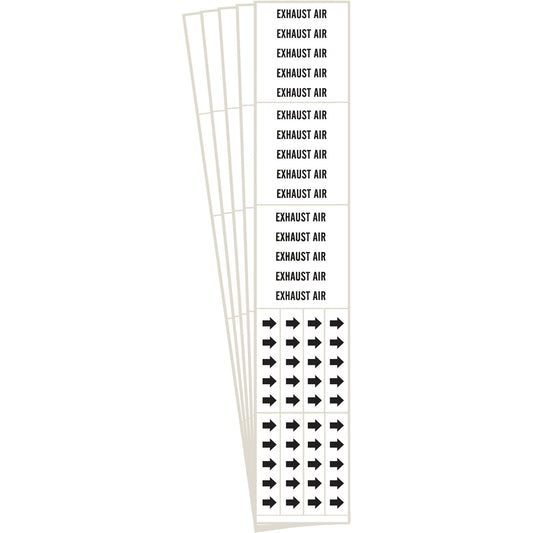 Brady "Exhaust Air" Pipe Markers, Self-Adhesive, 2-1/4" H x 2-3/4" W, Black on White