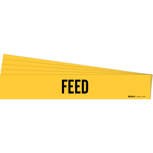 Brady "Feed" Pipe Marker, Self-Adhesive, 2-1/4" H x 14" W, Black on Yellow