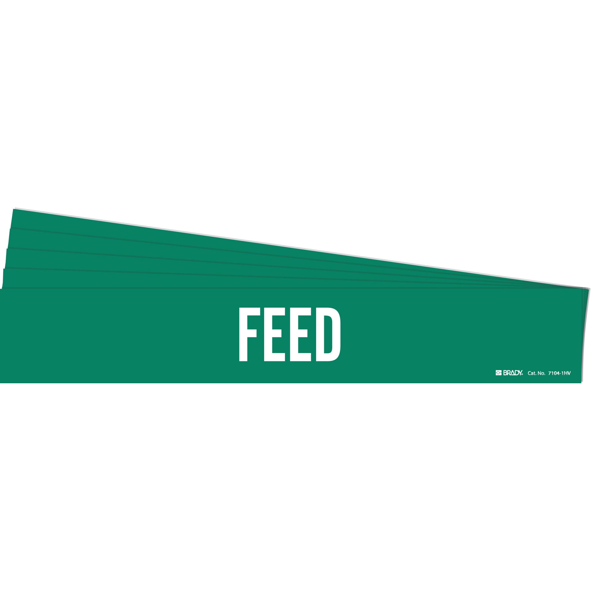 Brady "Feed" Pipe Marker, Self-Adhesive, 4" H x 24" W, White on Green