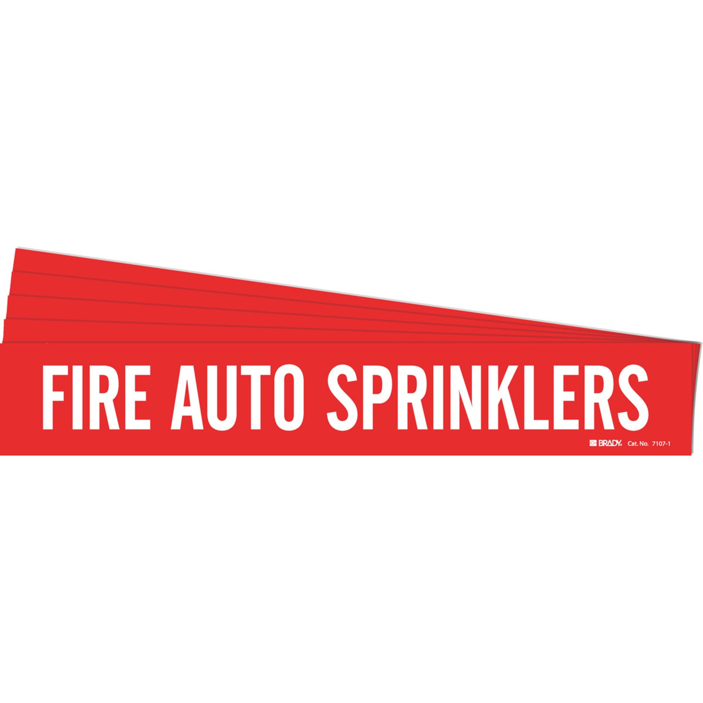Brady "Fire Auto Sprinklers" Pipe Marker, Self-Adhesive, 2-1/4" H x 14" W, White on Red