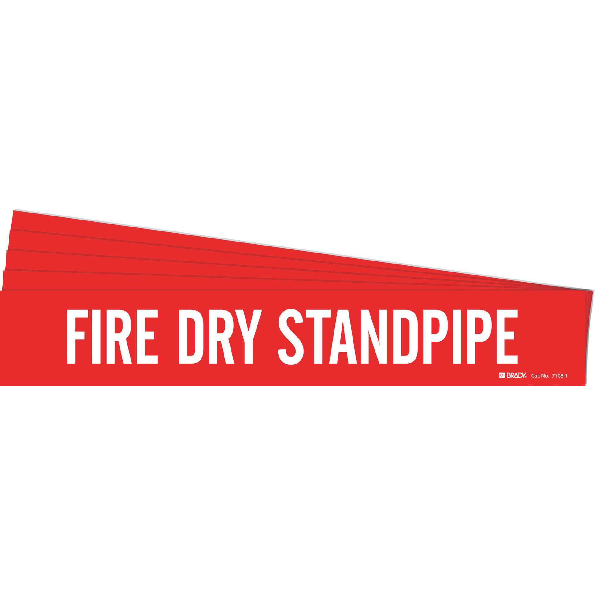 Brady "Fire Dry Standpipe" Pipe Marker, Self-Adhesive, 2-1/4" H x 14" W, White on Red