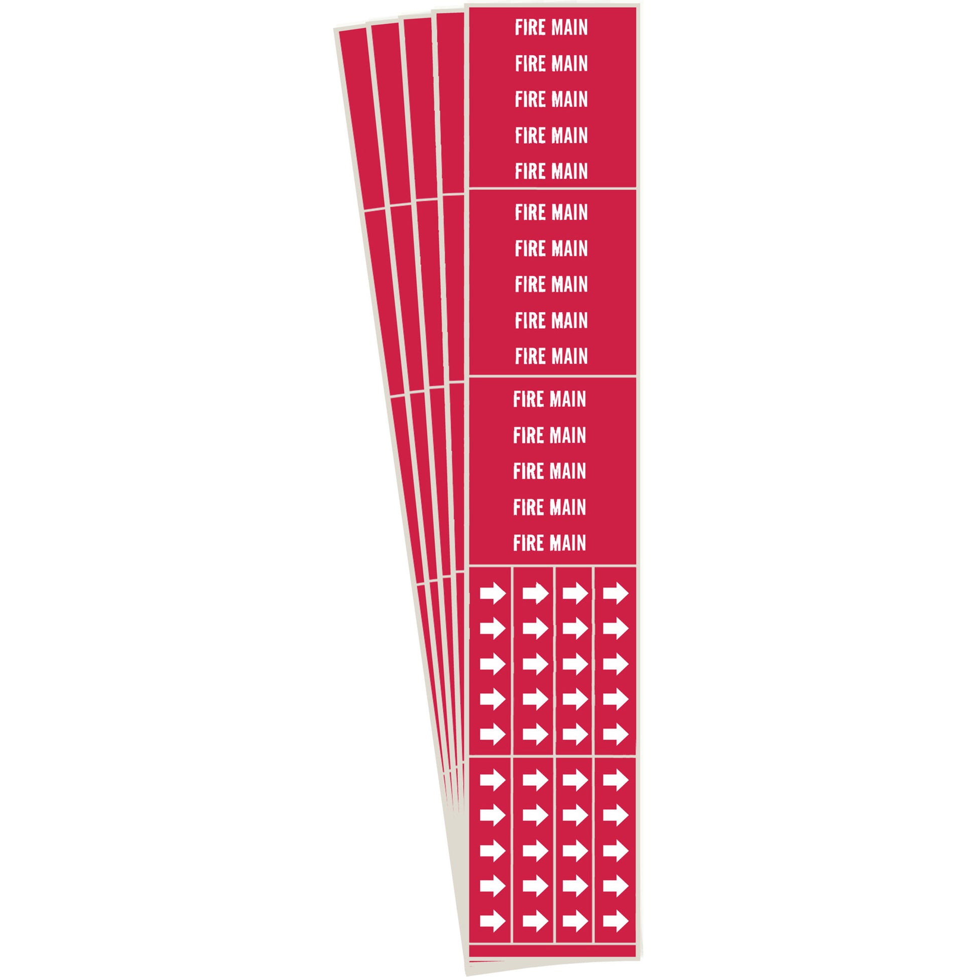 Brady "Fire Main" Pipe Markers, Self-Adhesive, 2-1/4" H x 2-3/4" W, White on Red
