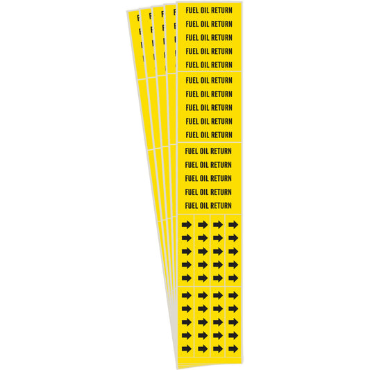 Brady "Fuel Oil Return" Pipe Markers, Self-Adhesive, 2-1/4" H x 2-3/4" W, Black on Yellow