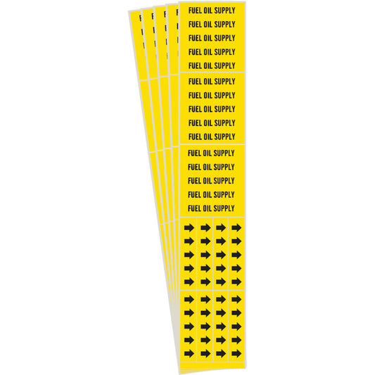 Brady "Fuel Oil Supply" Pipe Markers, Self-Adhesive, 2-1/4" H x 2-3/4" W, Black on Yellow