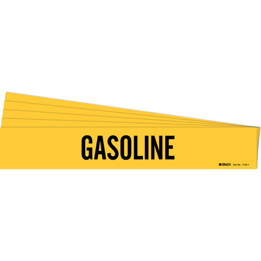 Brady "Gasoline" Pipe Marker, Self-Adhesive, 2-1/4" H x 14" W, Black on Yellow