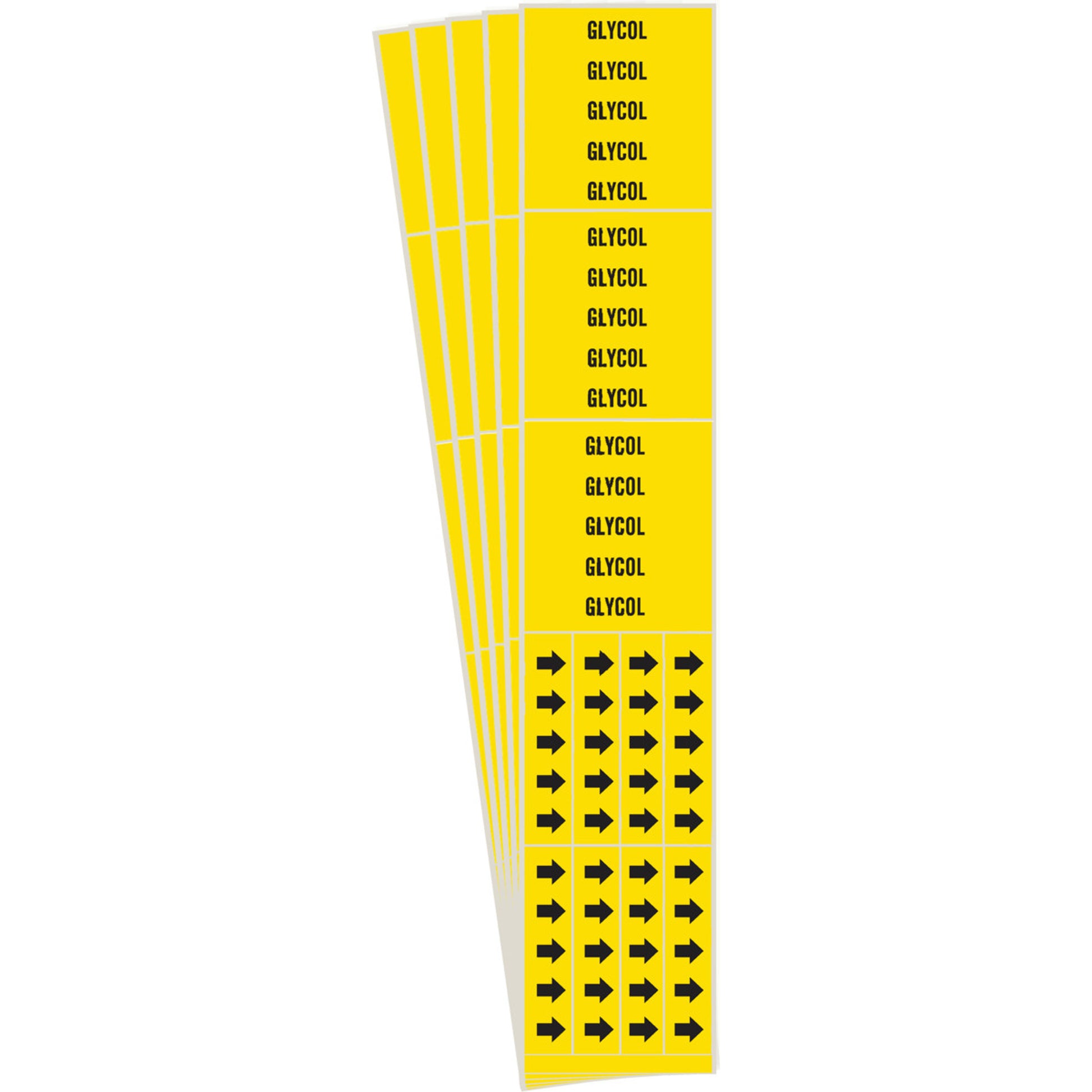 Brady "Glycol" Pipe Markers, Self-Adhesive, 2-1/4" H x 2-3/4" W, Black on Yellow