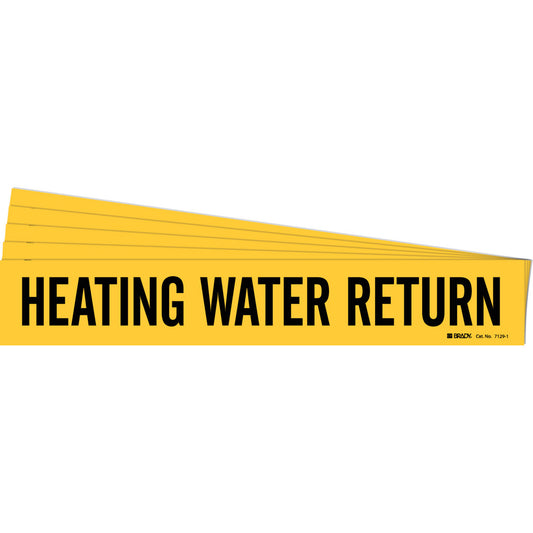 Brady "Heating Water Return" Pipe Marker, Self-Adhesive, 2-1/4" H x 14" W, Black on Yellow
