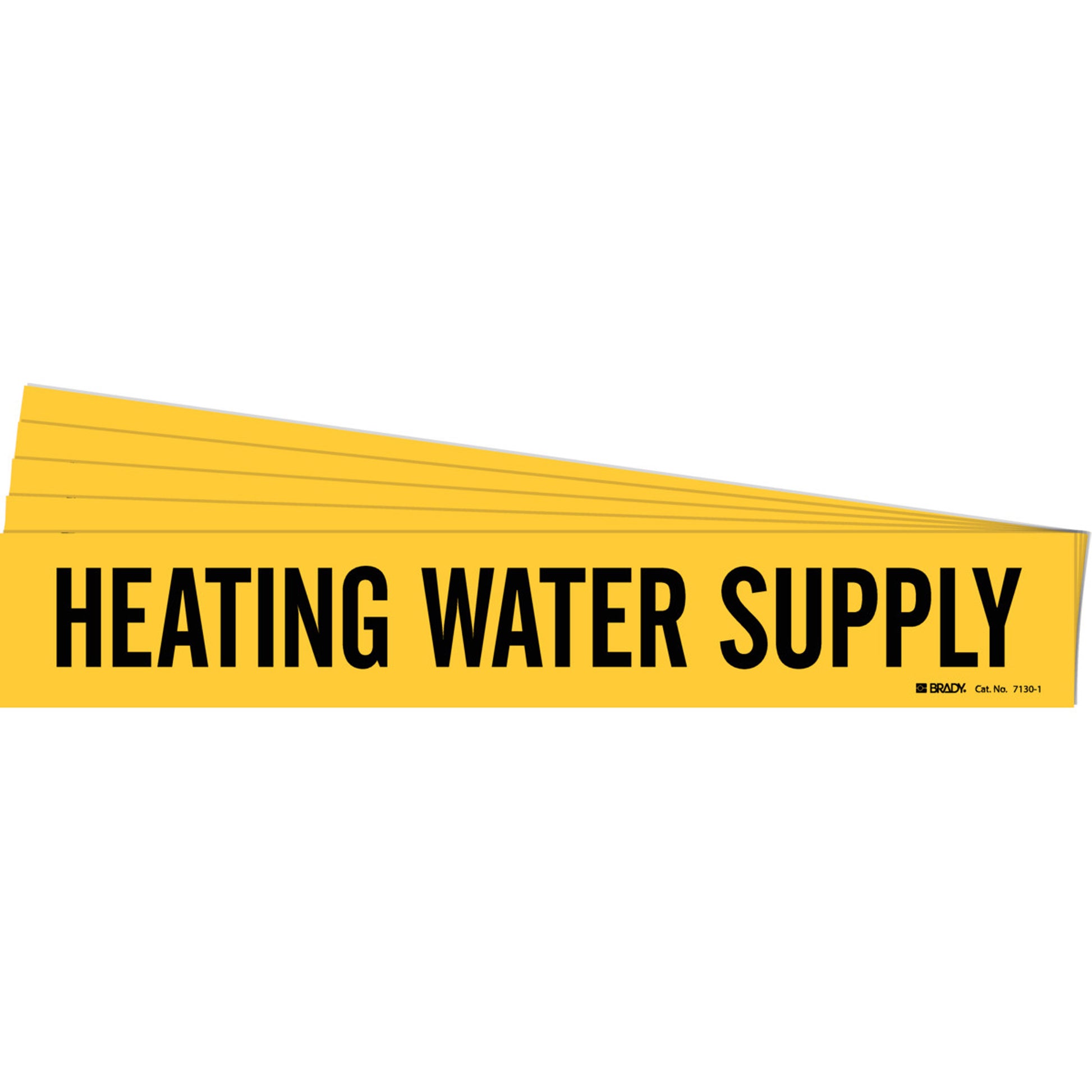 Brady "Heating Water Supply" Pipe Marker, Self-Adhesive, 2-1/4" H x 14" W, Black on Yellow