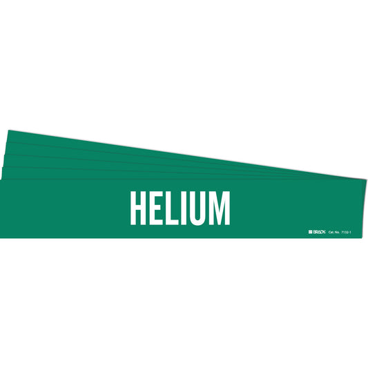 Brady "Helium" Pipe Marker, Self-Adhesive, 2-1/4" H x 14" W, White on Green