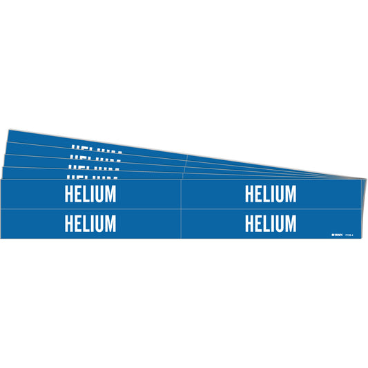 Brady "Helium" Pipe Markers, Self-Adhesive, 1-1/8" H x 7" W, White on Blue