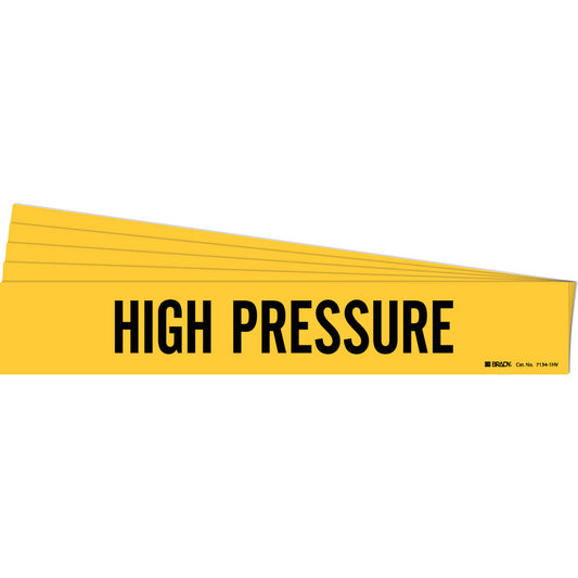 Brady "High Pressure" Pipe Marker, Self-Adhesive, 4" H x 24" W, Black on Yellow