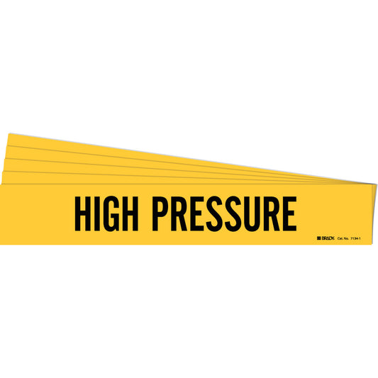 Brady "High Pressure" Pipe Marker, Self-Adhesive, 2-1/4" H x 14" W, Black on Yellow