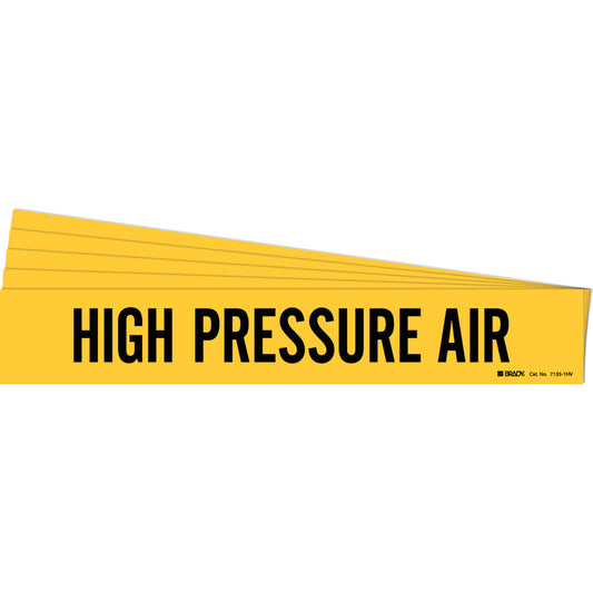 Brady "High Pressure Air" Pipe Marker, Self-Adhesive, 4" H x 24" W, Black on Yellow