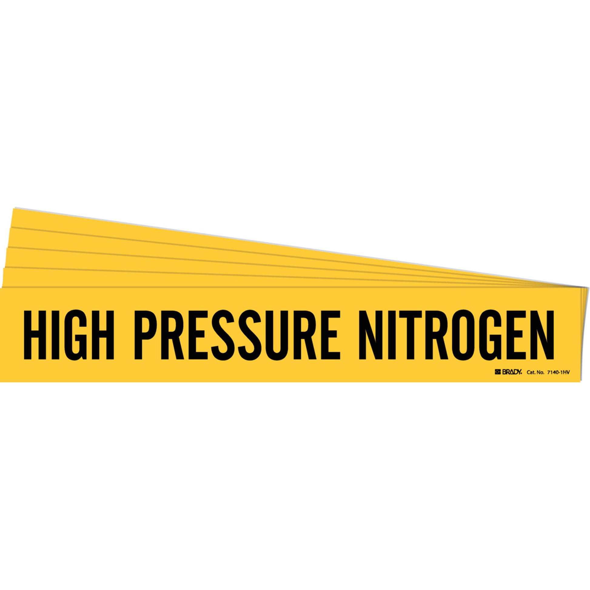 Brady "High Pressure Nitrogen" Pipe Marker, Self-Adhesive, 4" H x 24" W, Black on Yellow
