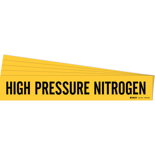 Brady "High Pressure Nitrogen" Pipe Marker, Self-Adhesive, 4" H x 24" W, Black on Yellow